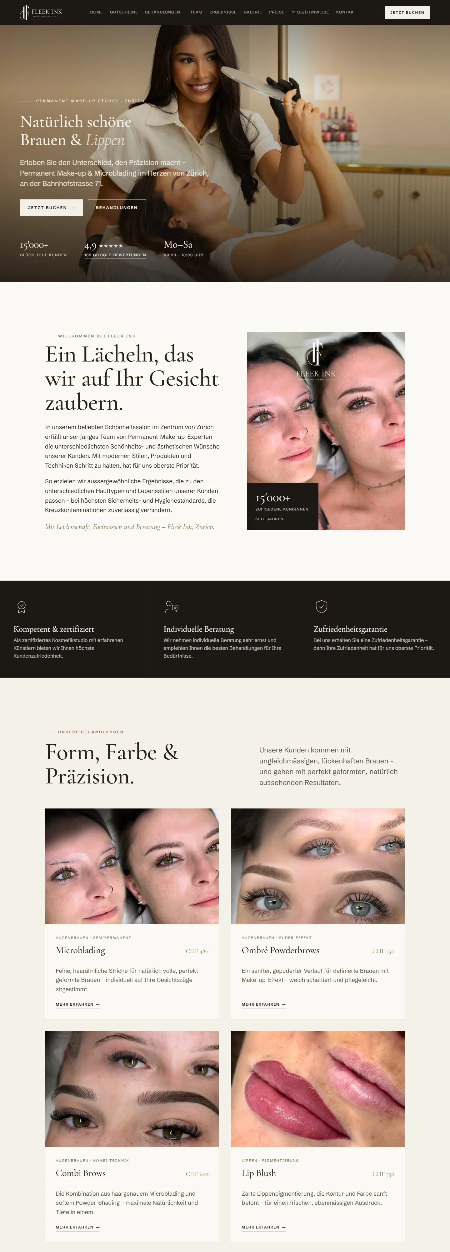 Startseite von Fleek Ink, gebaut von Mirostudio