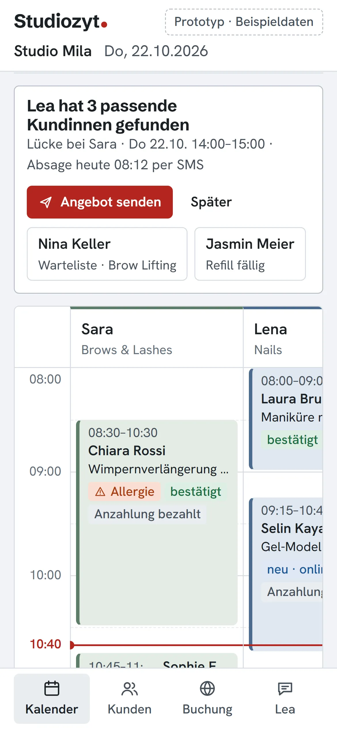 Studiozyt-Kalender auf dem Handy